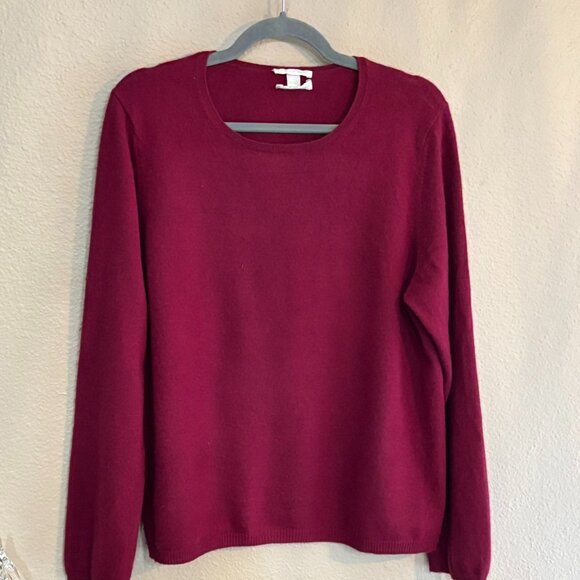 Charter Club 100% Cashmere Crewneck Sweater XL — Cranberry Wine (Burgundy) - Picture 6 of 12